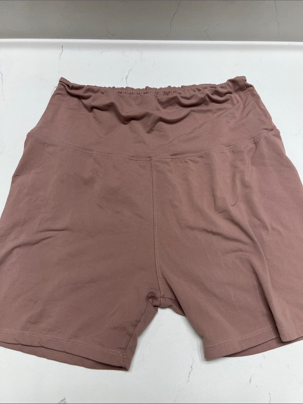 Amazon Women's High-Waist Shorts in Mauve Brown